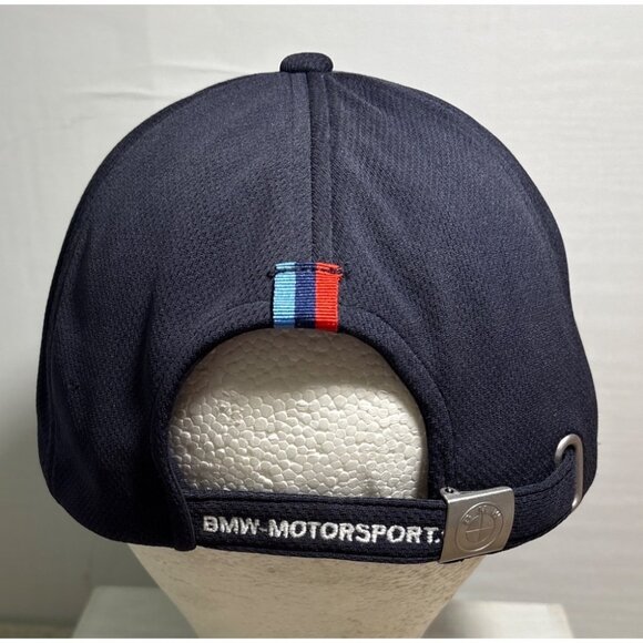 BMW Motorsport Cap Hat Snapback Adjustable Fit Stripe White Red Blue Navy - Picture 5 of 9